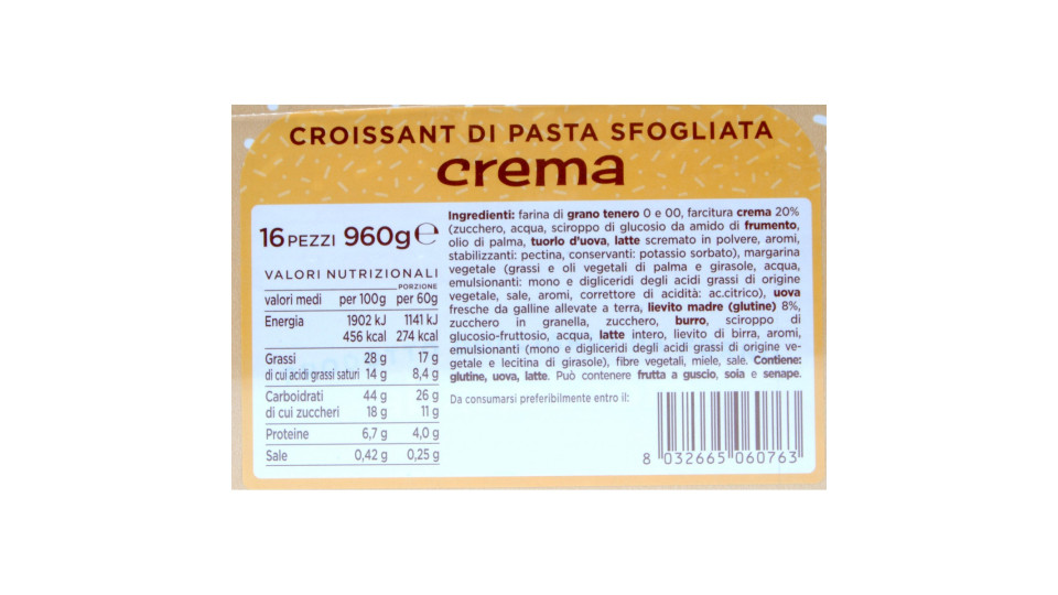 Abaribi croissant crema vaschetta pz.16
