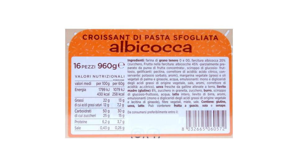 Abaribi croissant all'albicocca vaschetta da pz.16