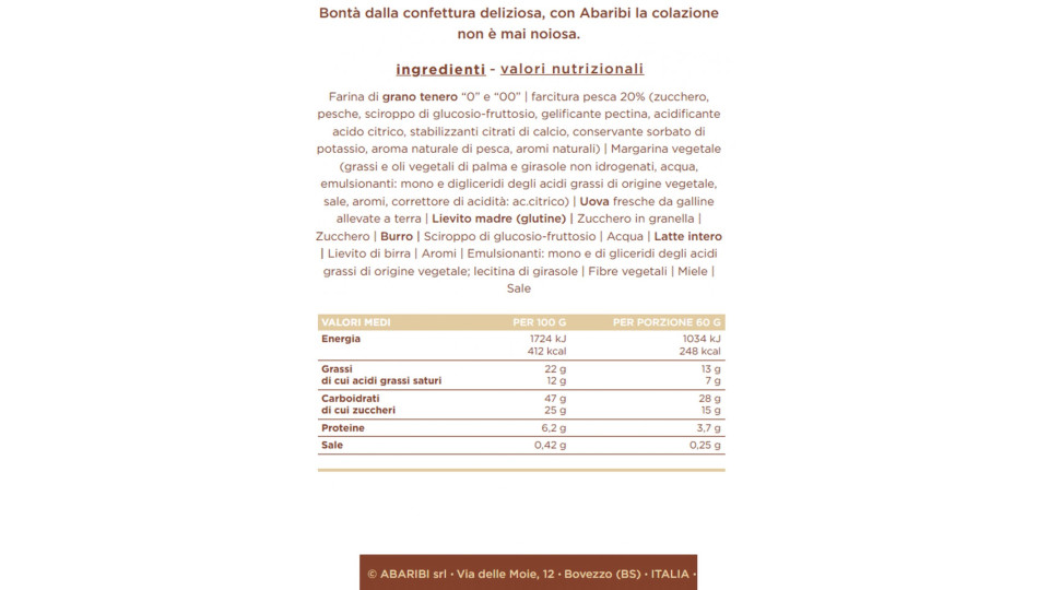 Abaribi croissant alla pesca vassoio x16 gr.960