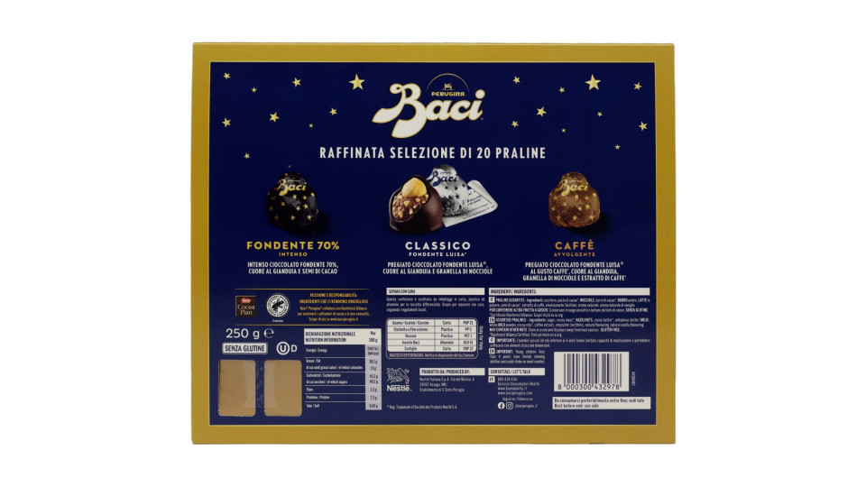Perugina baci scatola natale assortito fondente gr.250