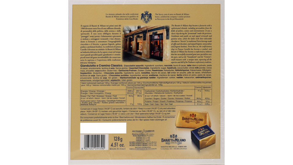 Baratti scat ola cioccolatini assortiti caffè storico gr.128