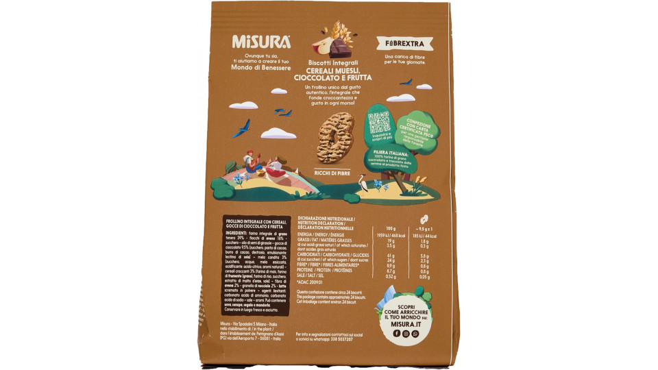 Misura biscotti integrali fibre extra muesli gr230