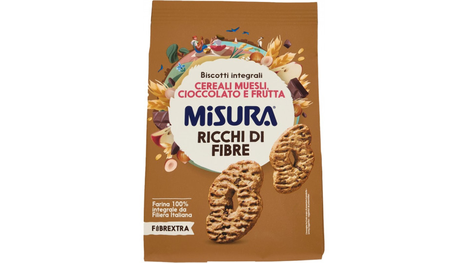 Misura biscotti integrali fibre extra muesli gr230