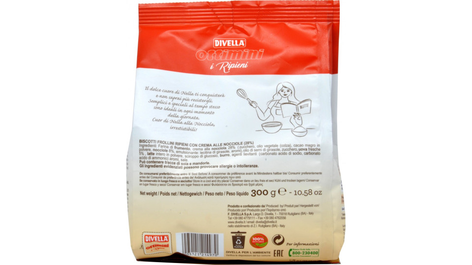 Divella biscotti Ottimini i Ripieni alle Nocciole 300 gr.