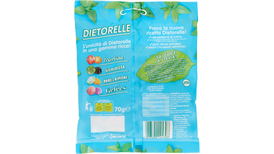 Dietorelle Dure Menta senza zucchero con estratto di Stevia...