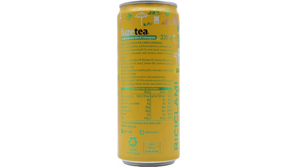 FUZE TEA, Tè Nero Limone Sleek Can 330ml