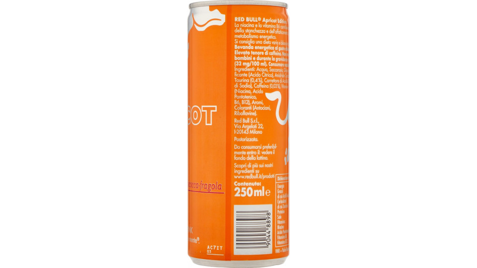 Red Bull Energy Drink, Gusto Albicocca Fragola, 250 ml
