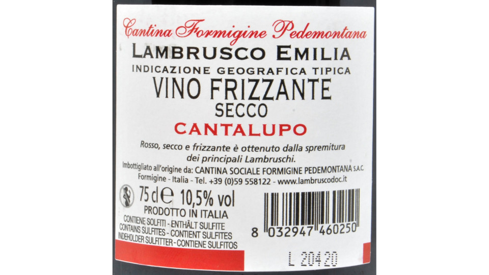 Cantina Formigine cantalupo secco cl.75