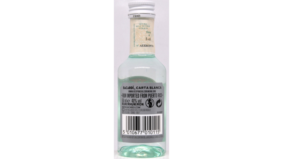 Bacardi carta blanca mignon cl.5 - 40°