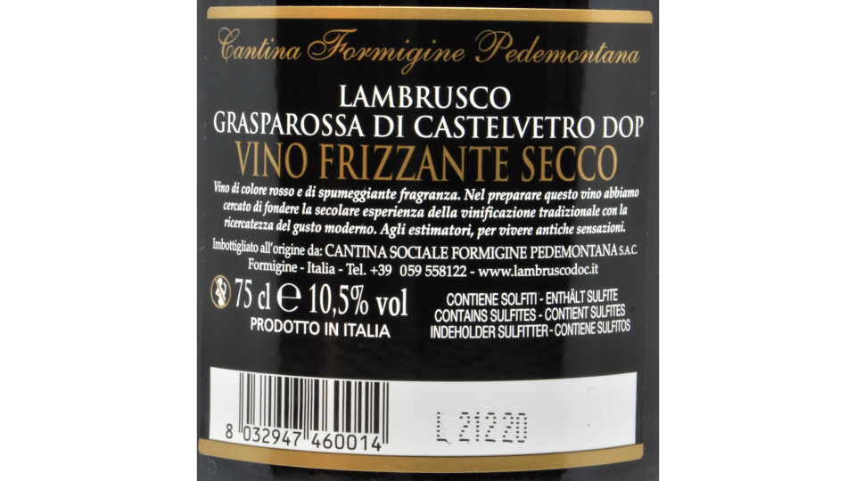 Cantina Formigine rosso fosco lambrusco secco cl.75