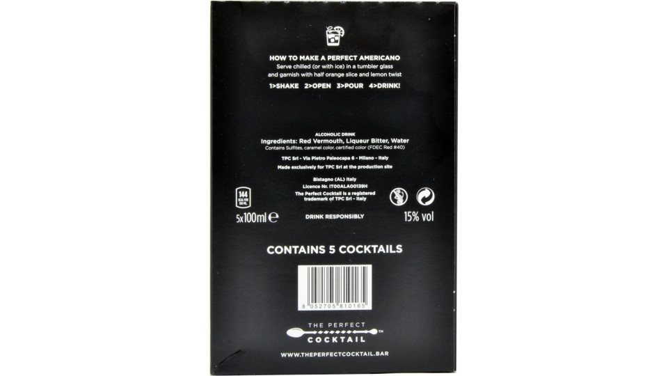 The perfect cocktail americano busta da ml.100