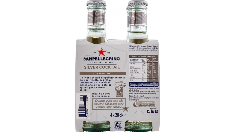 SANPELLEGRINO Bibite Gassate, COCKTAIL rosso 20 cl x 4 (Vetro)