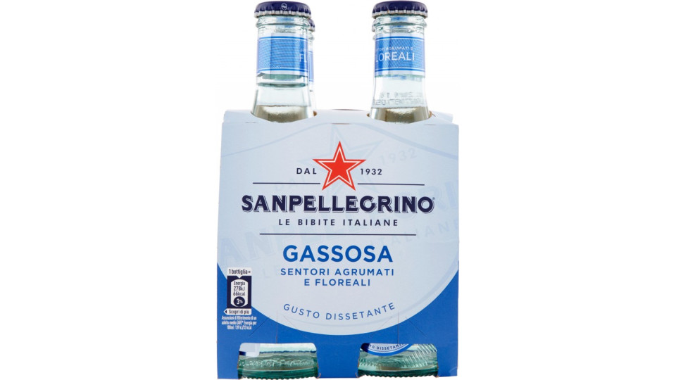 SANPELLEGRINO Bibite Gassate, GASSOSA 20 cl x 4 (Vetro)