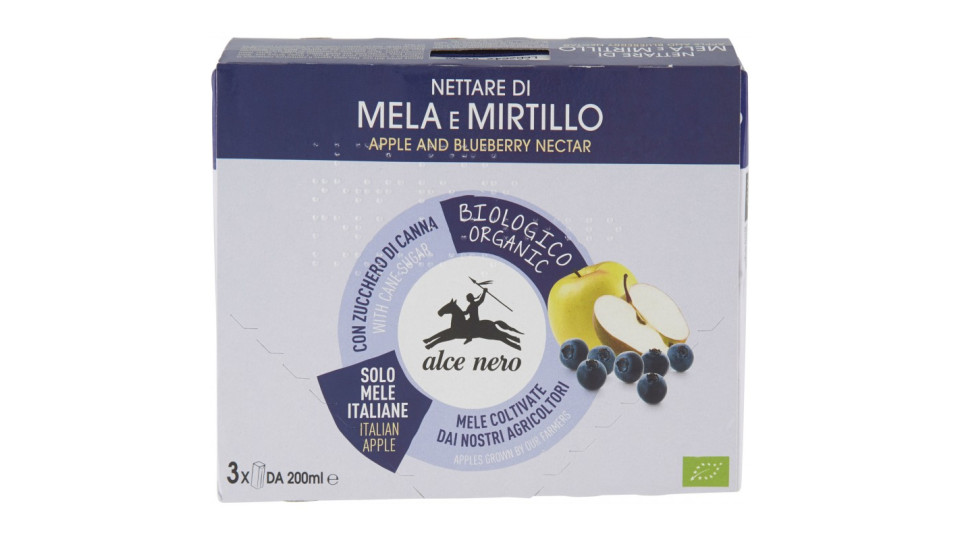 Alce nero Nettare di Mela e Mirtillo 3 x 200 ml.