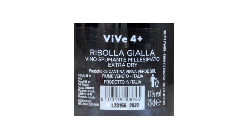 Vive 4+ ribolla gialla millesimato extra dry cl.75