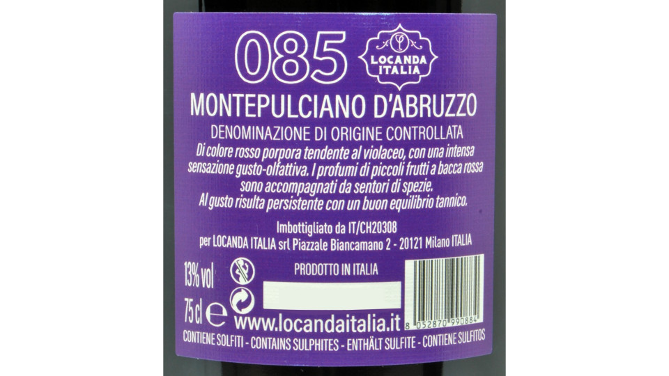 Locanda Italia vino Montelpuciano d'Abruzzo cl.75
