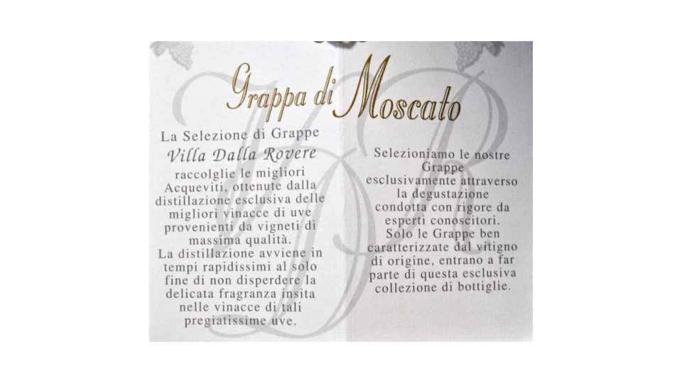 Villa Dalla Rovere grappa moscato cl.50