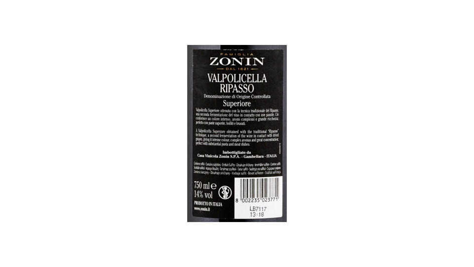 Zonin valpolicella ripasso cl.75
