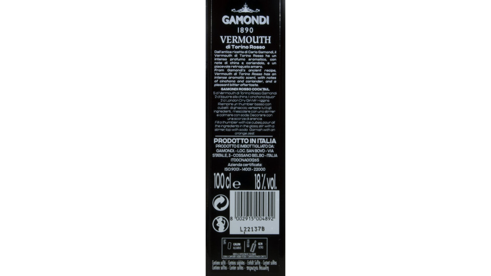 gamondi vermouth torino rosso LT.1