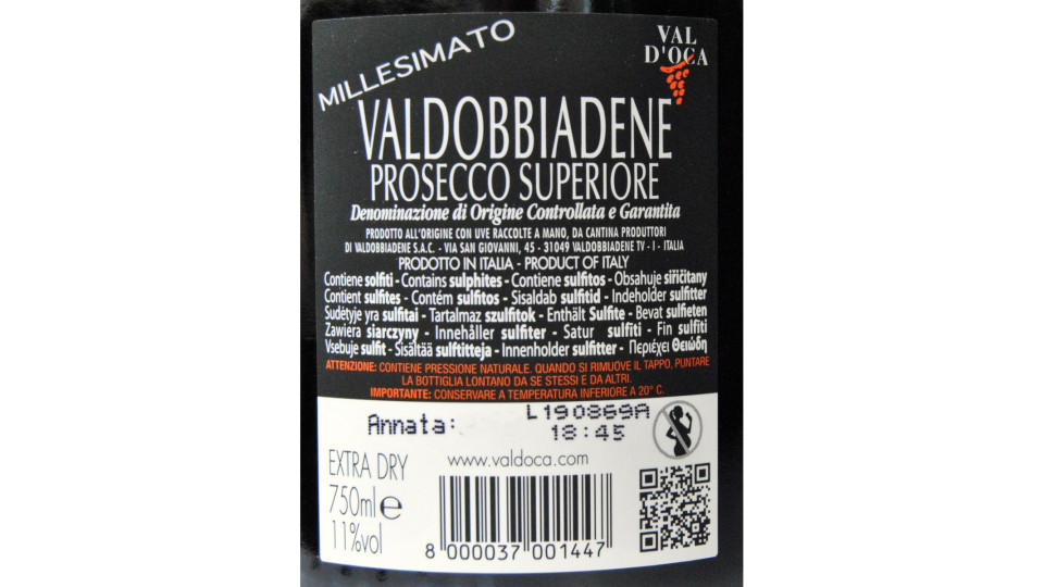 Val d'Oca Jos prosecco millesimato superiore docg cl.75