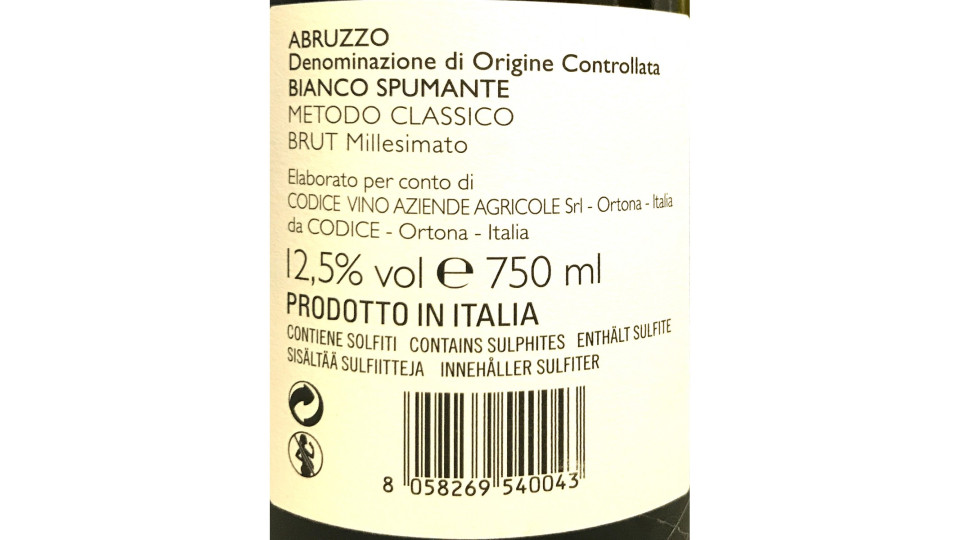 Codicevino abruzzo brut met. classico cl.75