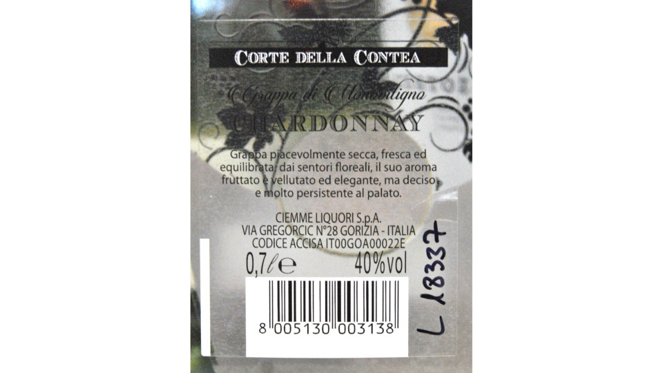 Corte Contea grappa chardonnay cl.70