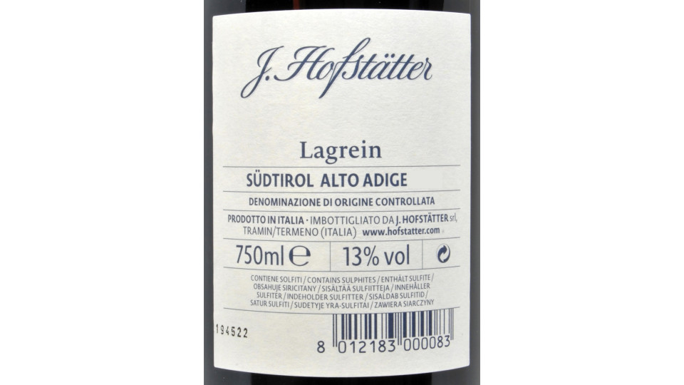 j.hofstatter vino lagrein cl.75