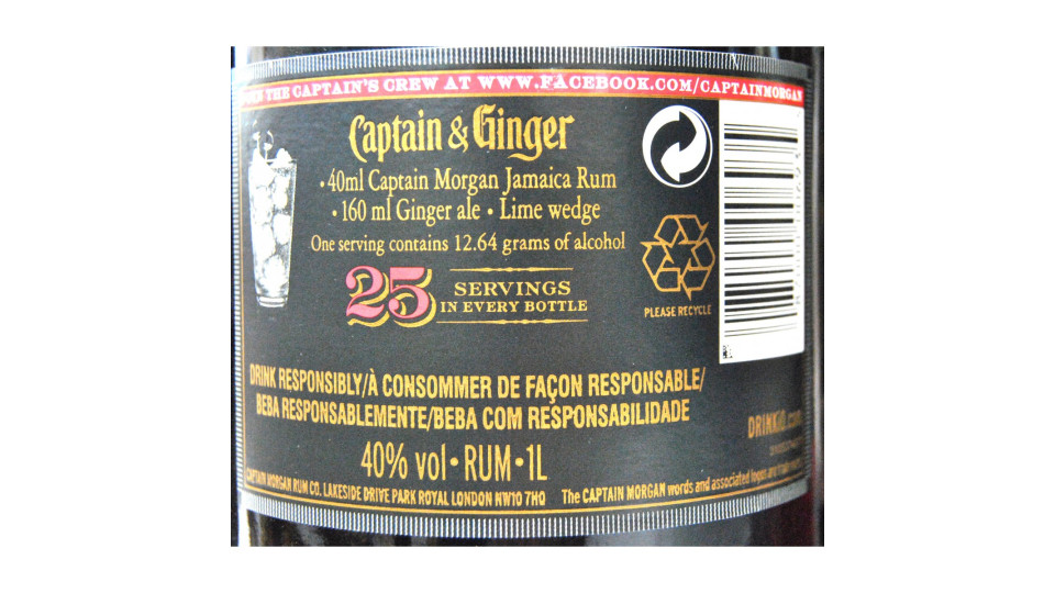 Captain morgan Jamaica rum - lt.1