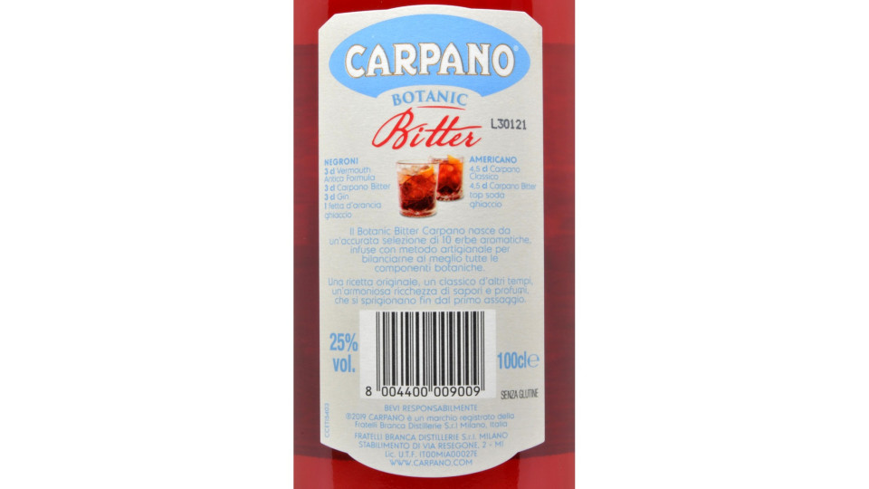 Branca carpano bitter lt.1 25°