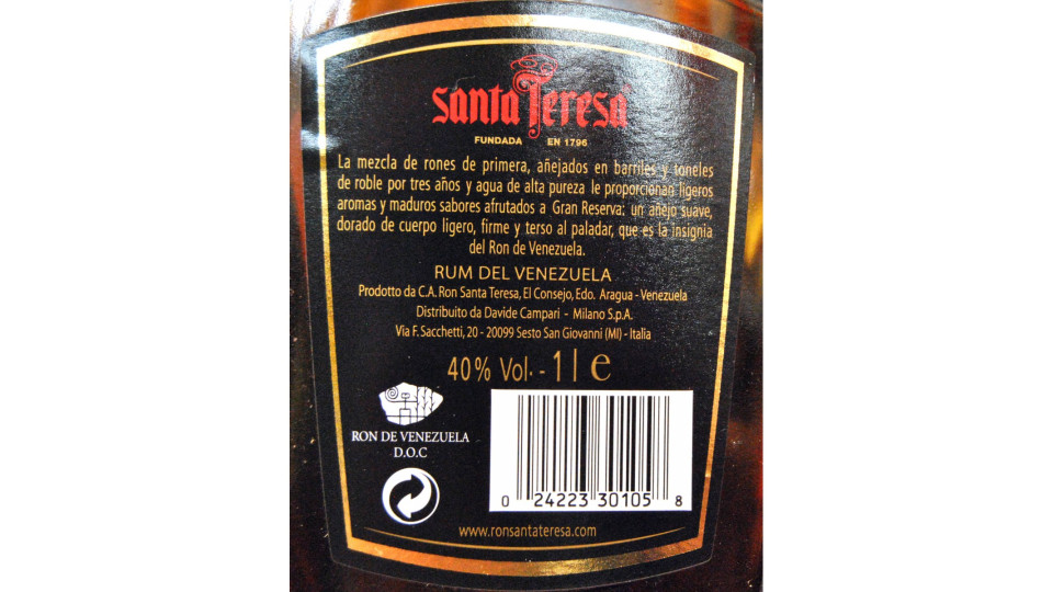 Santa teresa rum anejo - lt.1
