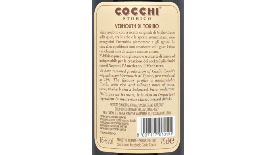 Cocchi vermouth storico di Torino cl.75
