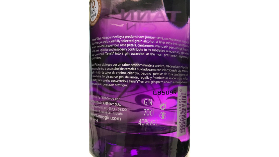 Tann's gin premium cl.70 40°