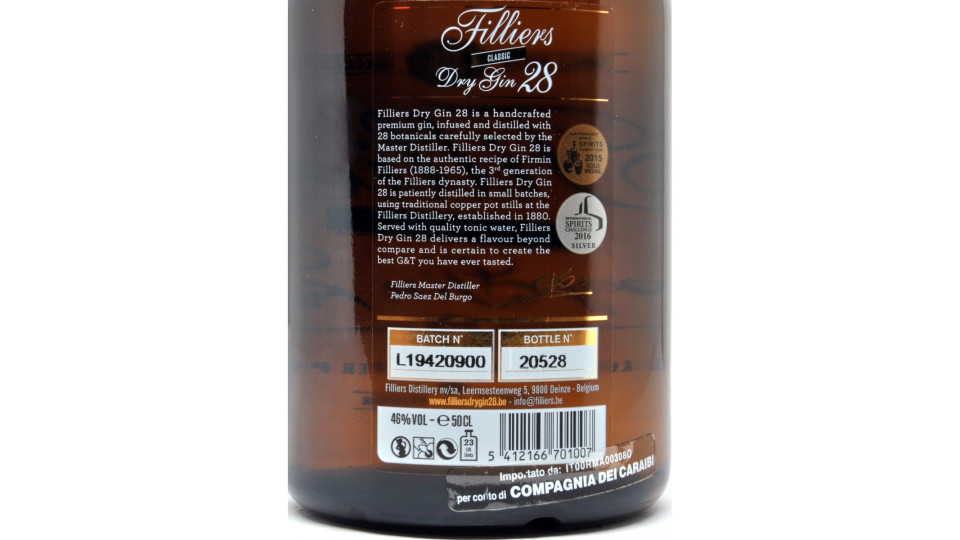 Fillier 28 dry gin cl.50 43°