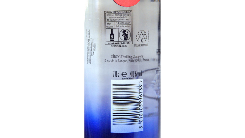 Ciroc vodka 40% vol. cl.70