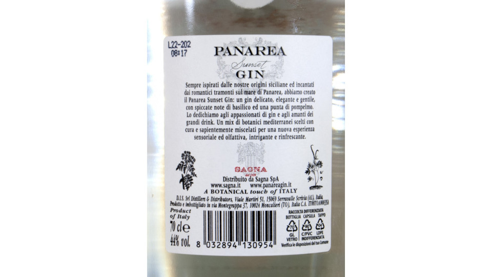 Panarea sunset gin cl.70 44°