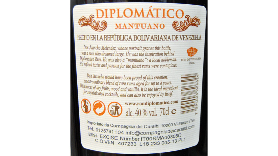 Diplomatico mantuano rum cl.70