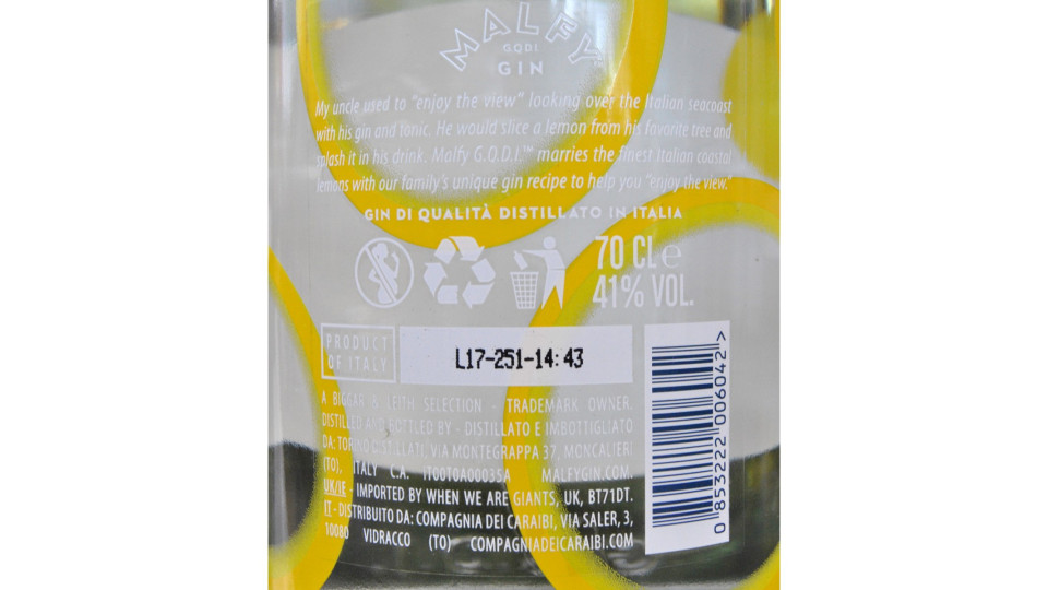 Malfy Aromatic Dry Gin con limone cl. 70
