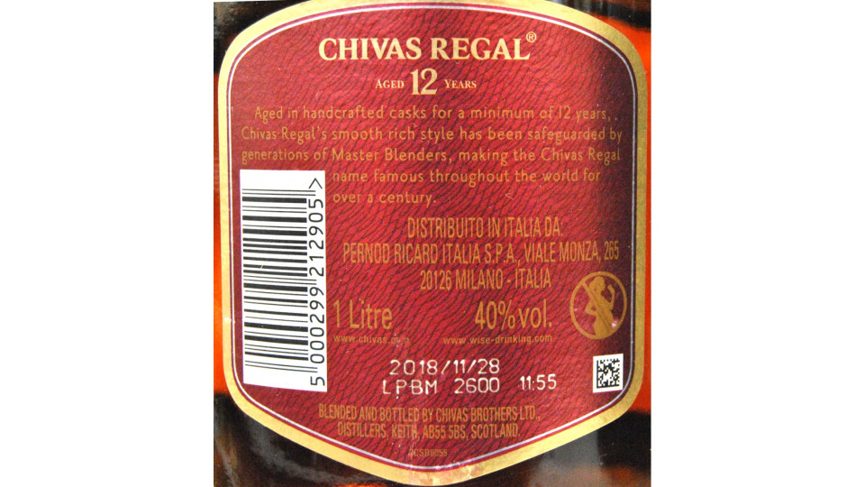 Chivas Regal Whisky astucciato 12y lt.1