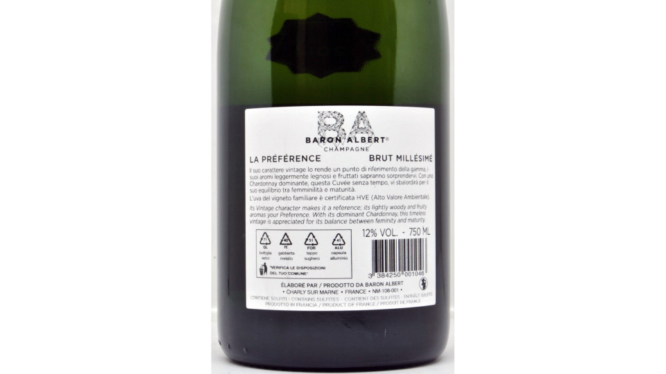 Baron albert champagne La prèferènce millesimato brut cl.75