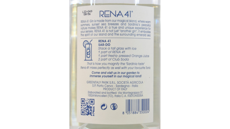 Rena 41 gin cl.70 44.4°