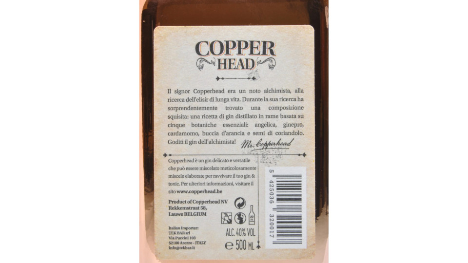 Copperhead original london dry gin cl.50