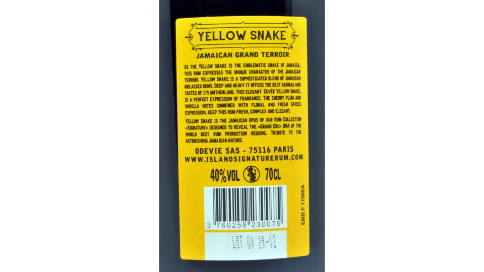 Island signature rum yellow snake cl.70