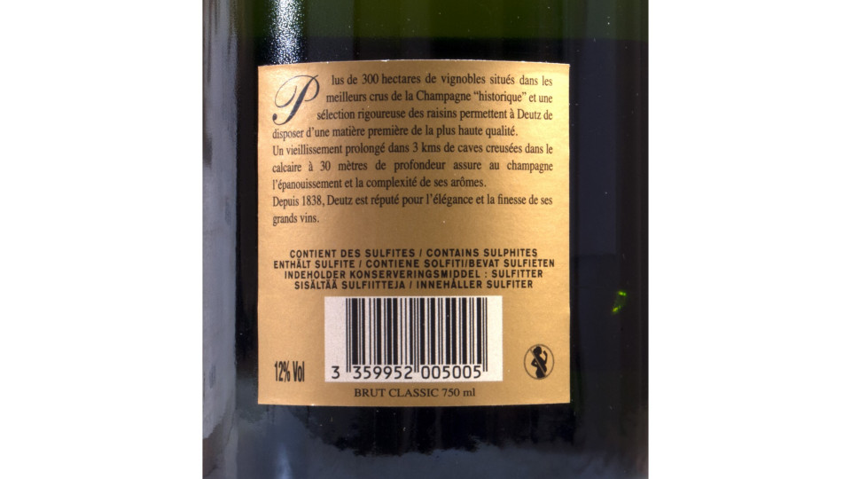 Deutz brut champagne cl.75