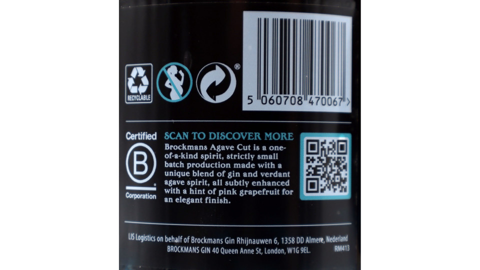 Brockmans gin agave cut cl.70