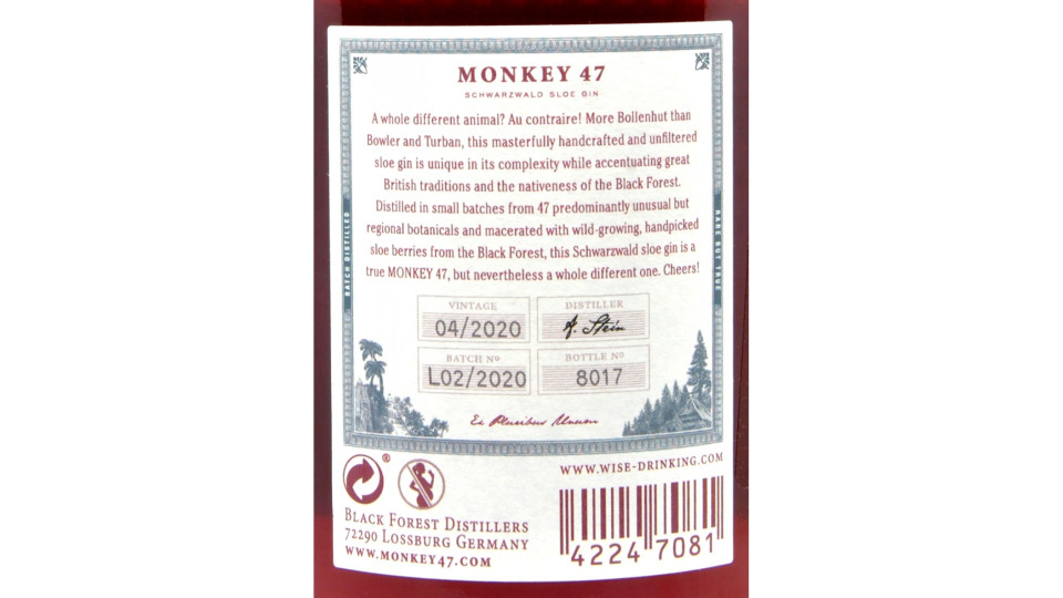 Monkey sloe gin black forest cl.50