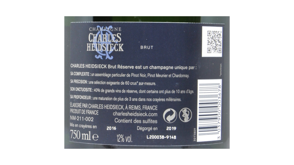Charles Heidsieck brut reserve astucciato cl.75
