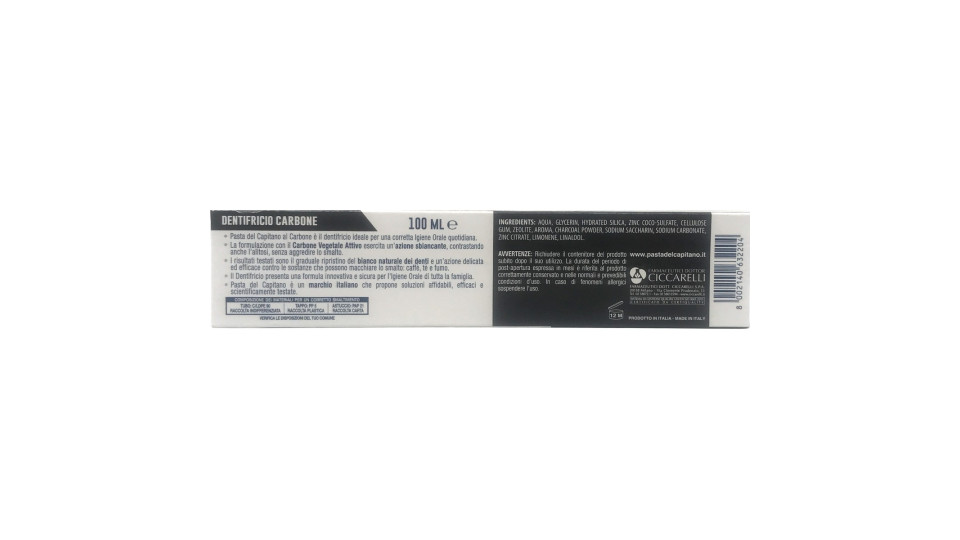 Pasta del Capitano dentifricio Carbone 100 ML