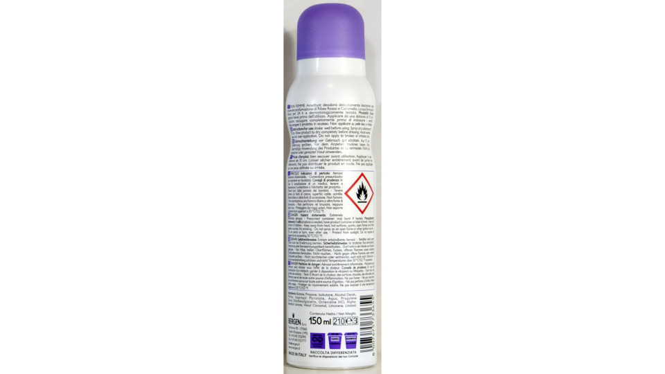 Evian deodorante spray femme amethyst ml.150