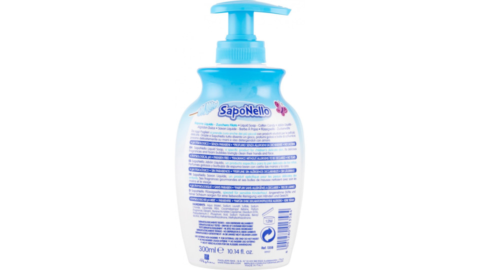 SapoNello Sapone Liquido zucchero filato 300 ml.