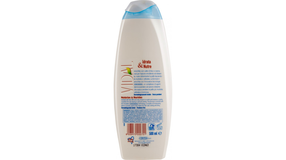 Vidal Milk & Cream Bagnodoccia Latte di Riso e Avena 500 ml.